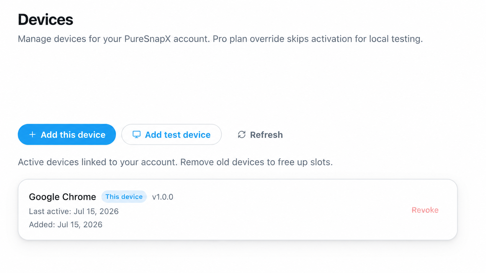 PureSnapX devices management